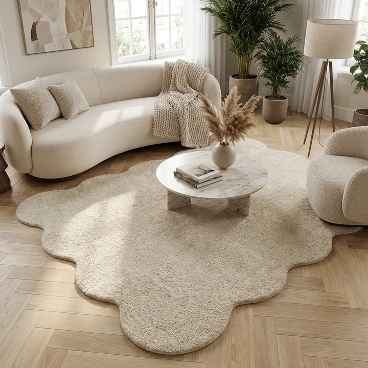 Washable Modern Minimalist Plush Rug Irregular Soft Carpet for Living Room Bedroom