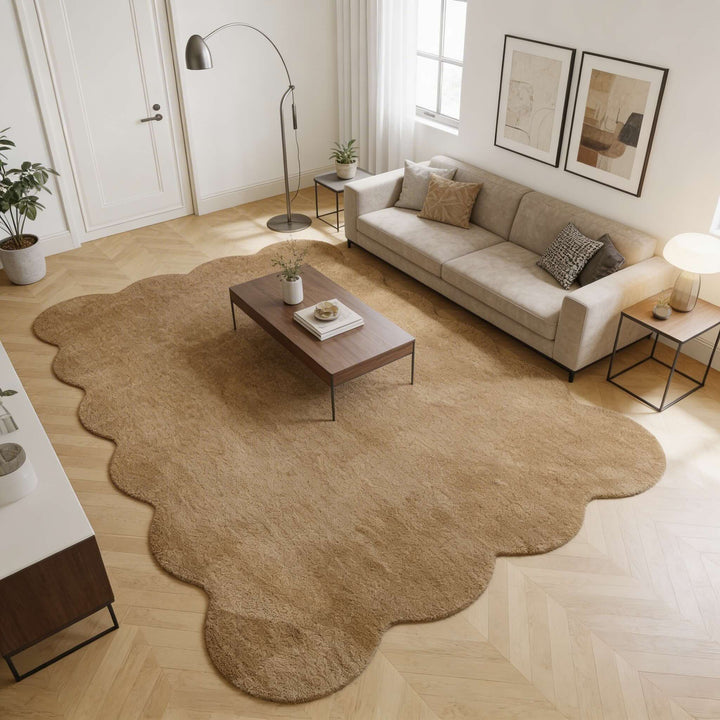 Washable Modern Minimalist Plush Rug Irregular Soft Carpet for Living Room Bedroom
