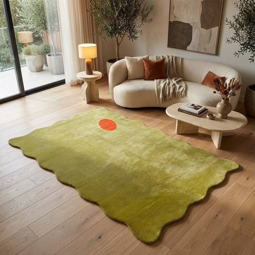 Washable Modern Minimalist Plush Rug Irregular Soft Carpet for Living Room Bedroom