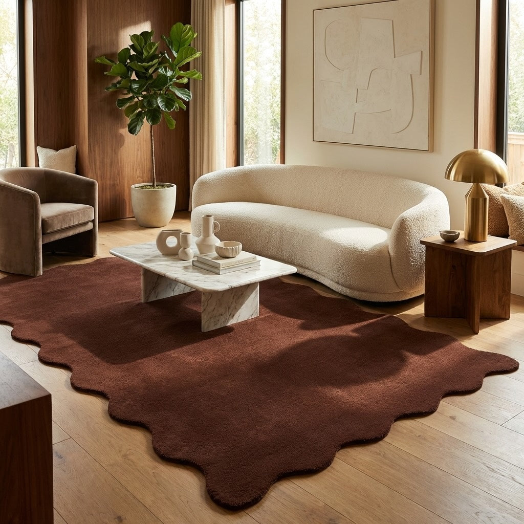 Washable Modern Minimalist Plush Rug Irregular Soft Carpet for Living Room Bedroom