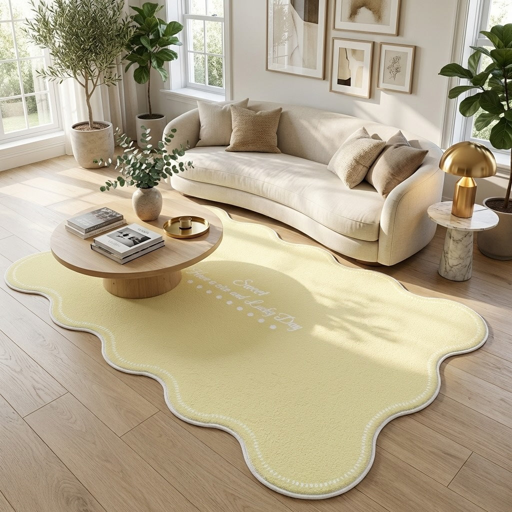 Washable Modern Minimalist Plush Rug Irregular Soft Carpet for Living Room Bedroom