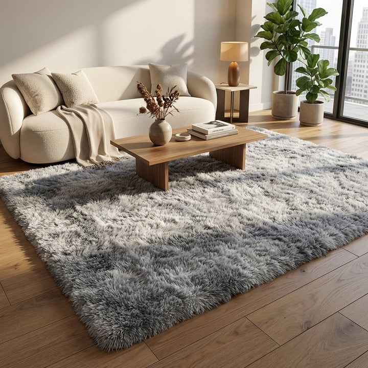 Modern Plush Area Rug Soft Velvet Anti-Slip Design for Living Room Bedroom Kids Room