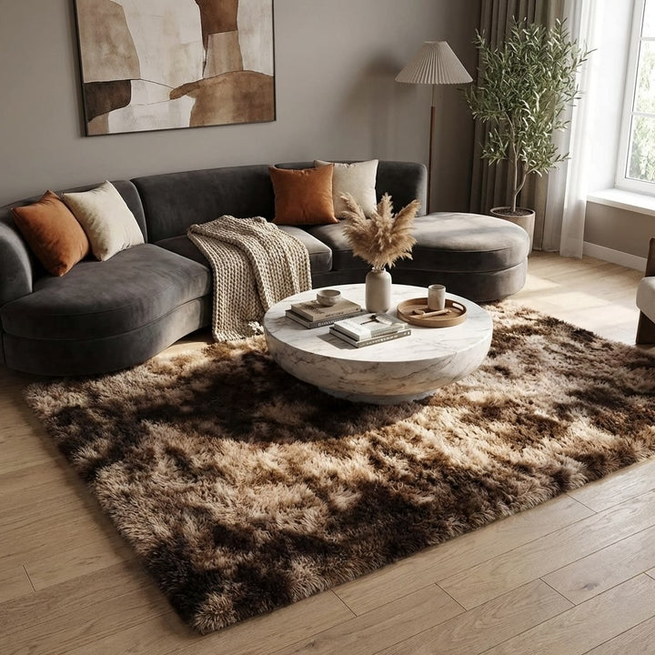 Modern Plush Area Rug Soft Velvet Anti-Slip Design for Living Room Bedroom Kids Room