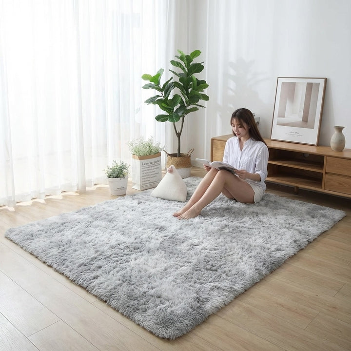 Modern Plush Area Rug Soft Velvet Anti-Slip Design for Living Room Bedroom Kids Room