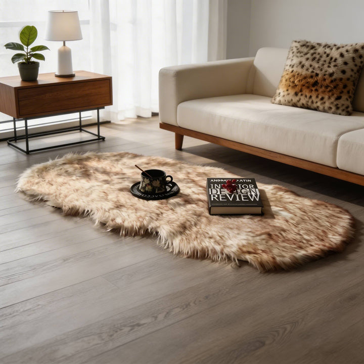 Modern Plush Faux Wool Area Rug Fluffy Soft Texture for Living Room Bedroom in Multiple Sizes