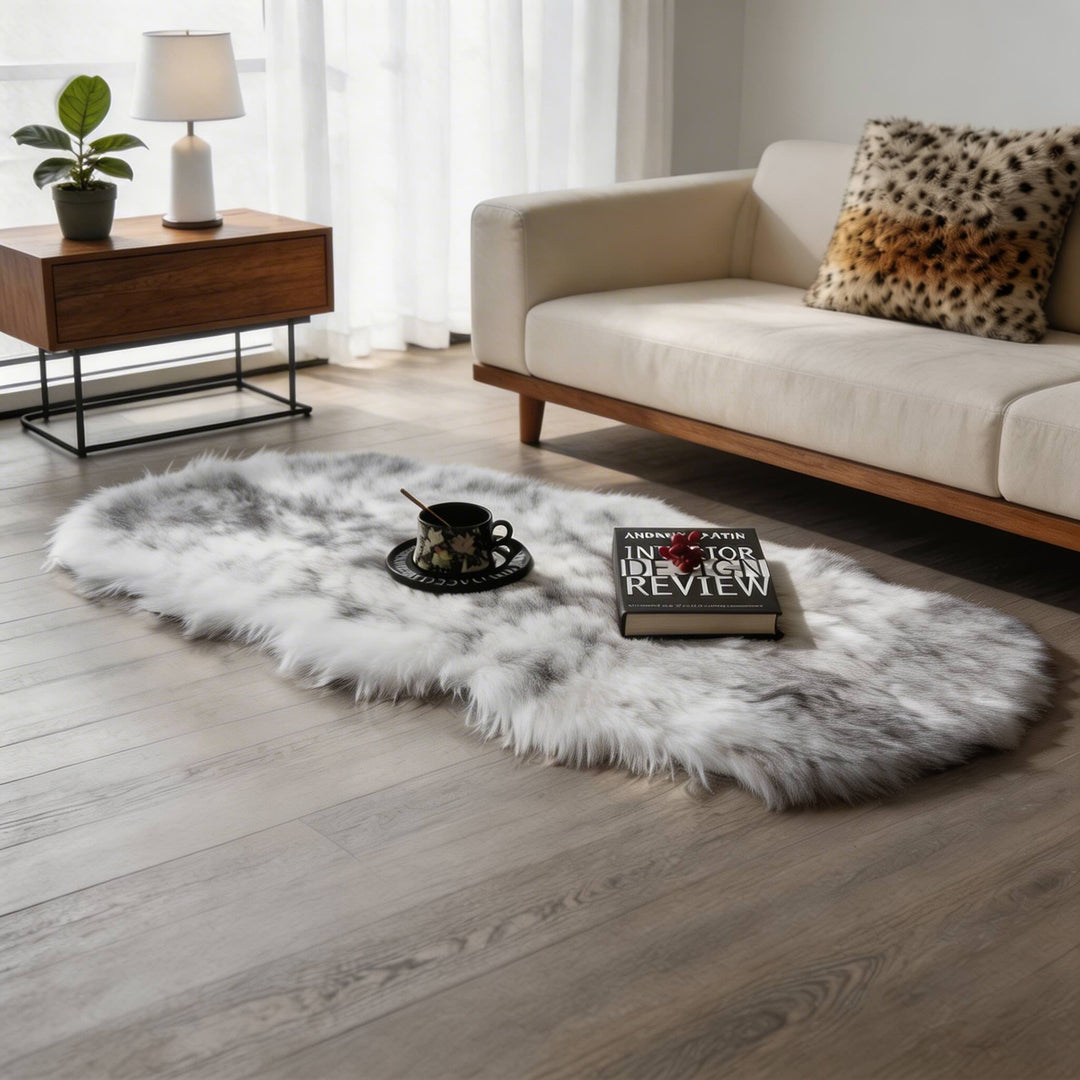 Modern Plush Faux Wool Area Rug Fluffy Soft Texture for Living Room Bedroom in Multiple Sizes