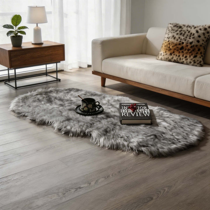 Modern Plush Faux Wool Area Rug Fluffy Soft Texture for Living Room Bedroom in Multiple Sizes