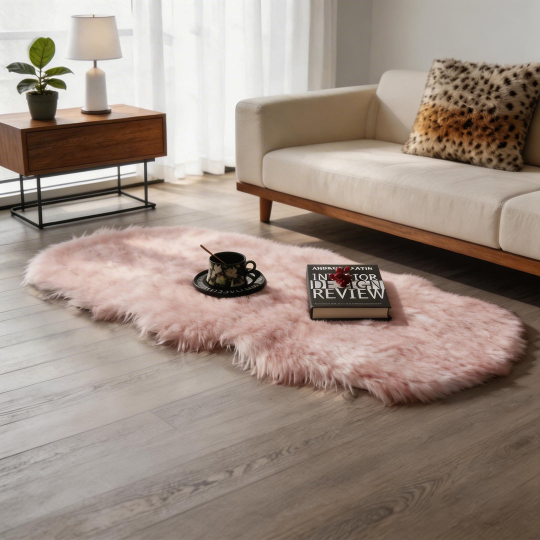 Modern Plush Faux Wool Area Rug Fluffy Soft Texture for Living Room Bedroom in Multiple Sizes