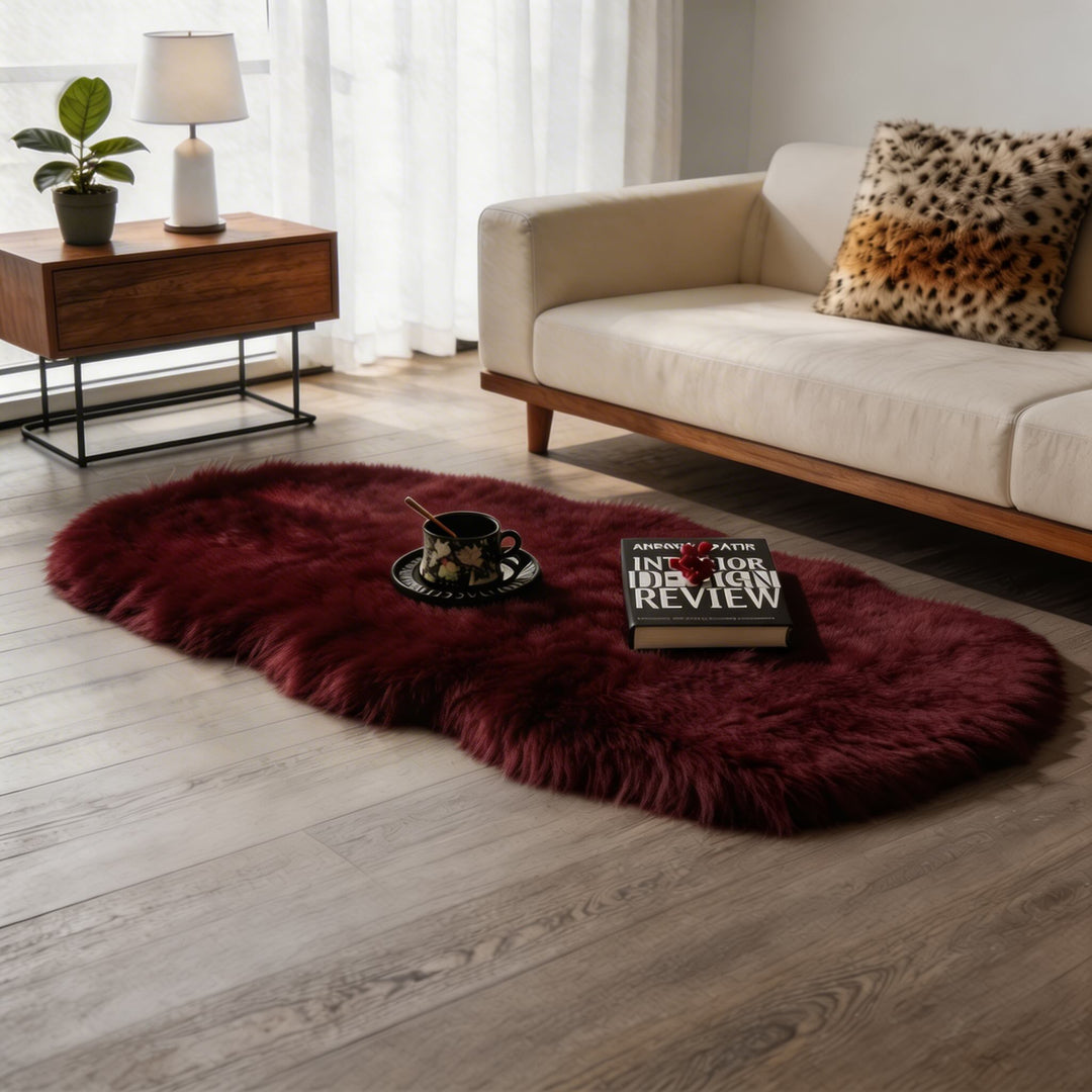 Modern Plush Faux Wool Area Rug Fluffy Soft Texture for Living Room Bedroom in Multiple Sizes