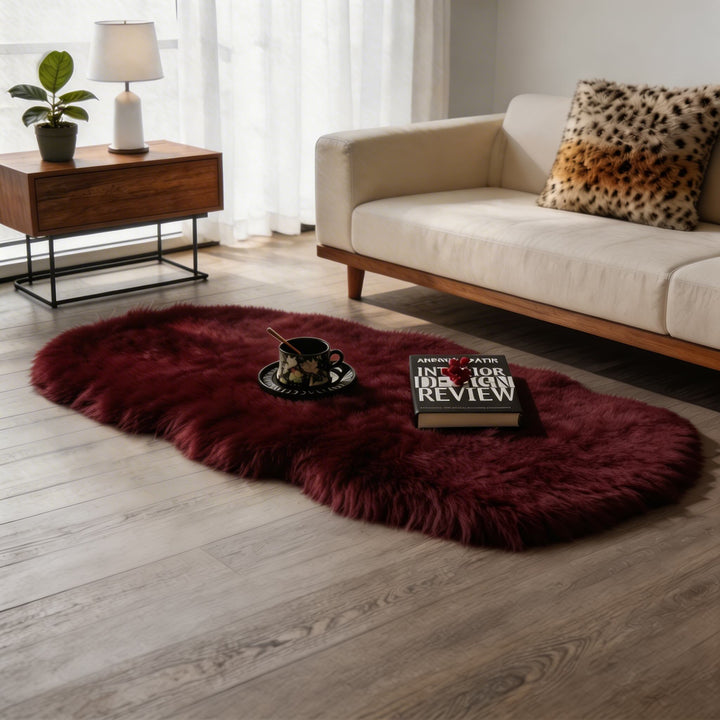 Modern Plush Faux Wool Area Rug Fluffy Soft Texture for Living Room Bedroom in Multiple Sizes