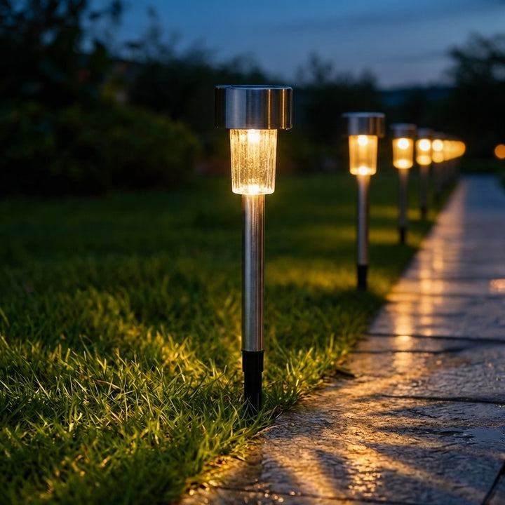 Solar Garden Lights Waterproof Stake-In LED Outdoor Lanterns Automatic Dusk-to-Dawn Eco-Friendly