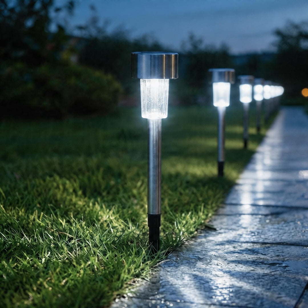 Solar Garden Lights Waterproof Stake-In LED Outdoor Lanterns Automatic Dusk-to-Dawn Eco-Friendly