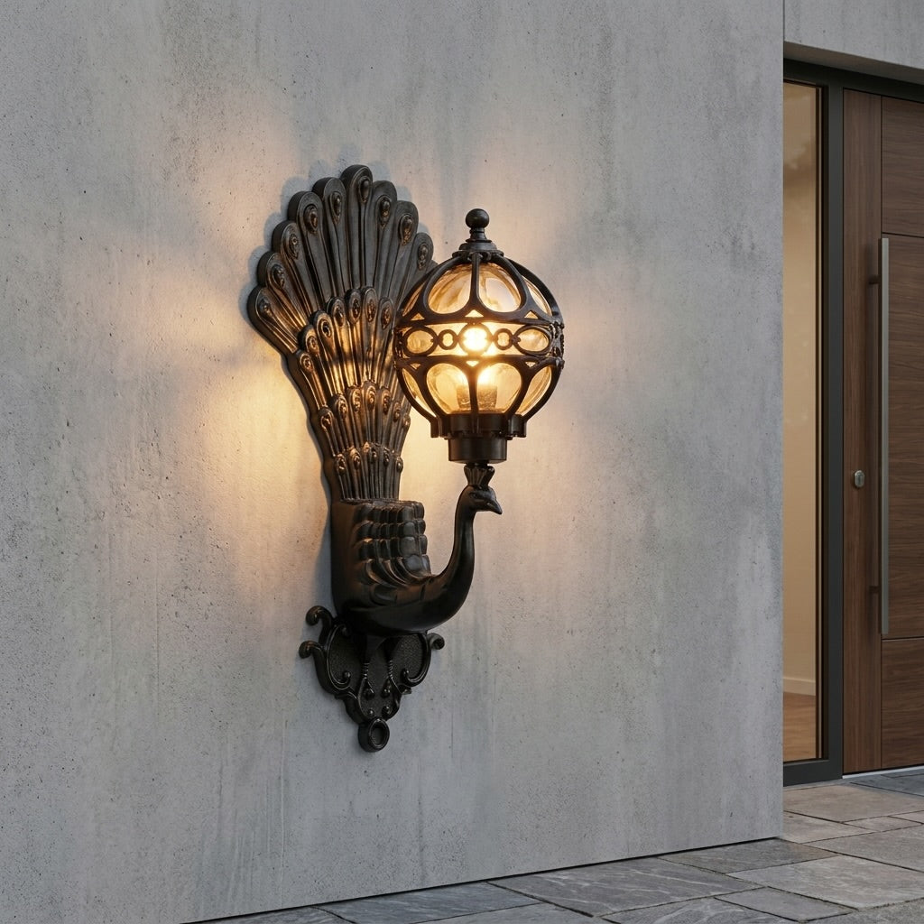 Modern Outdoor Wall Lantern Wall Mounted Aluminum Glass Shade IP55 Waterproof E26 Compatible 20W