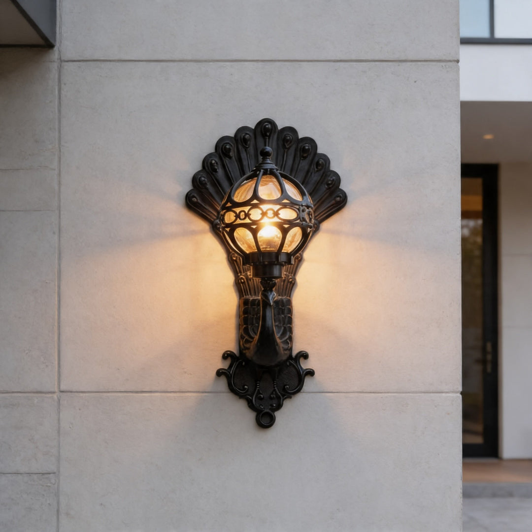 Modern Outdoor Wall Lantern Wall Mounted Aluminum Glass Shade IP55 Waterproof E26 Compatible 20W