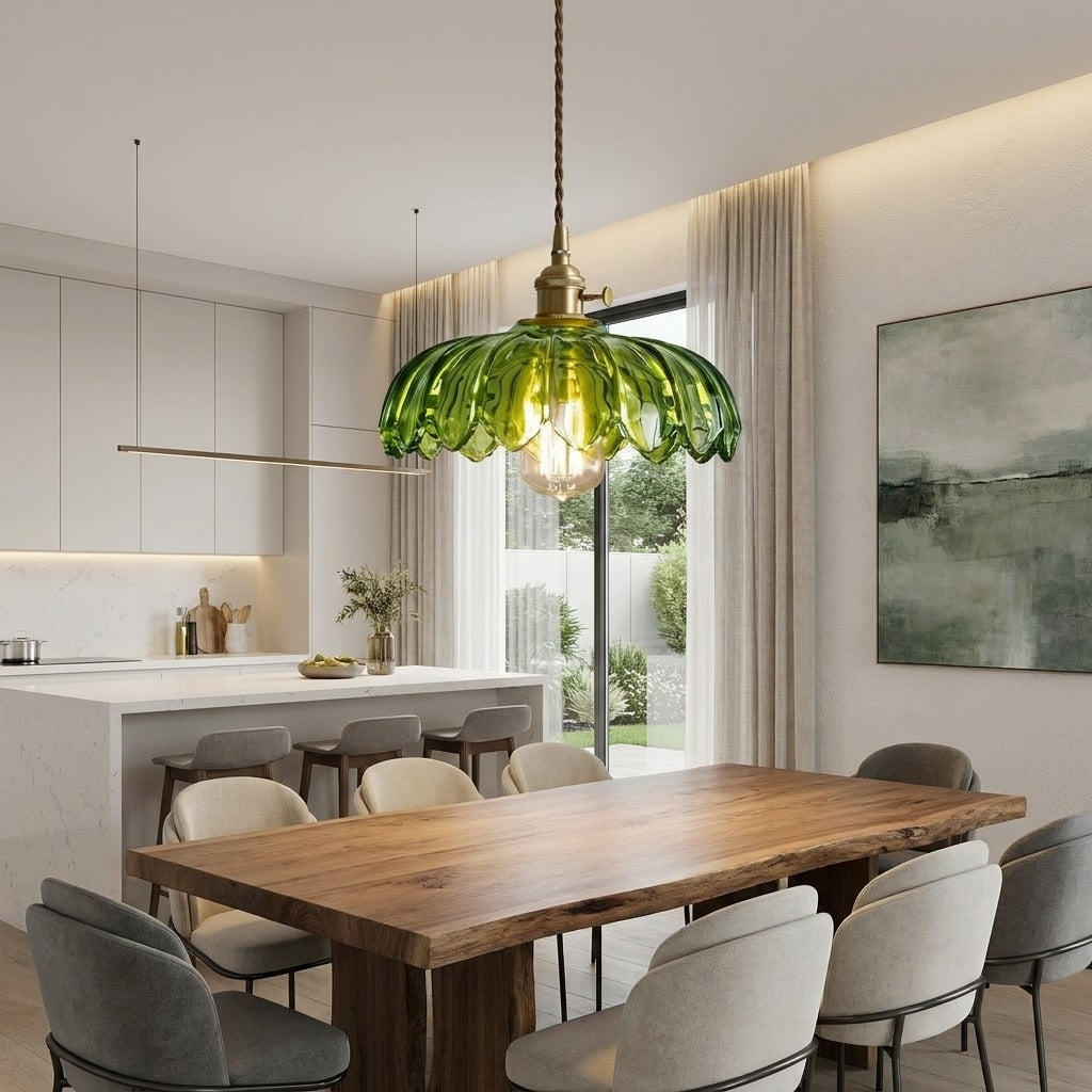 Nordic Floral Glass Adjustable Mini Pendant Light