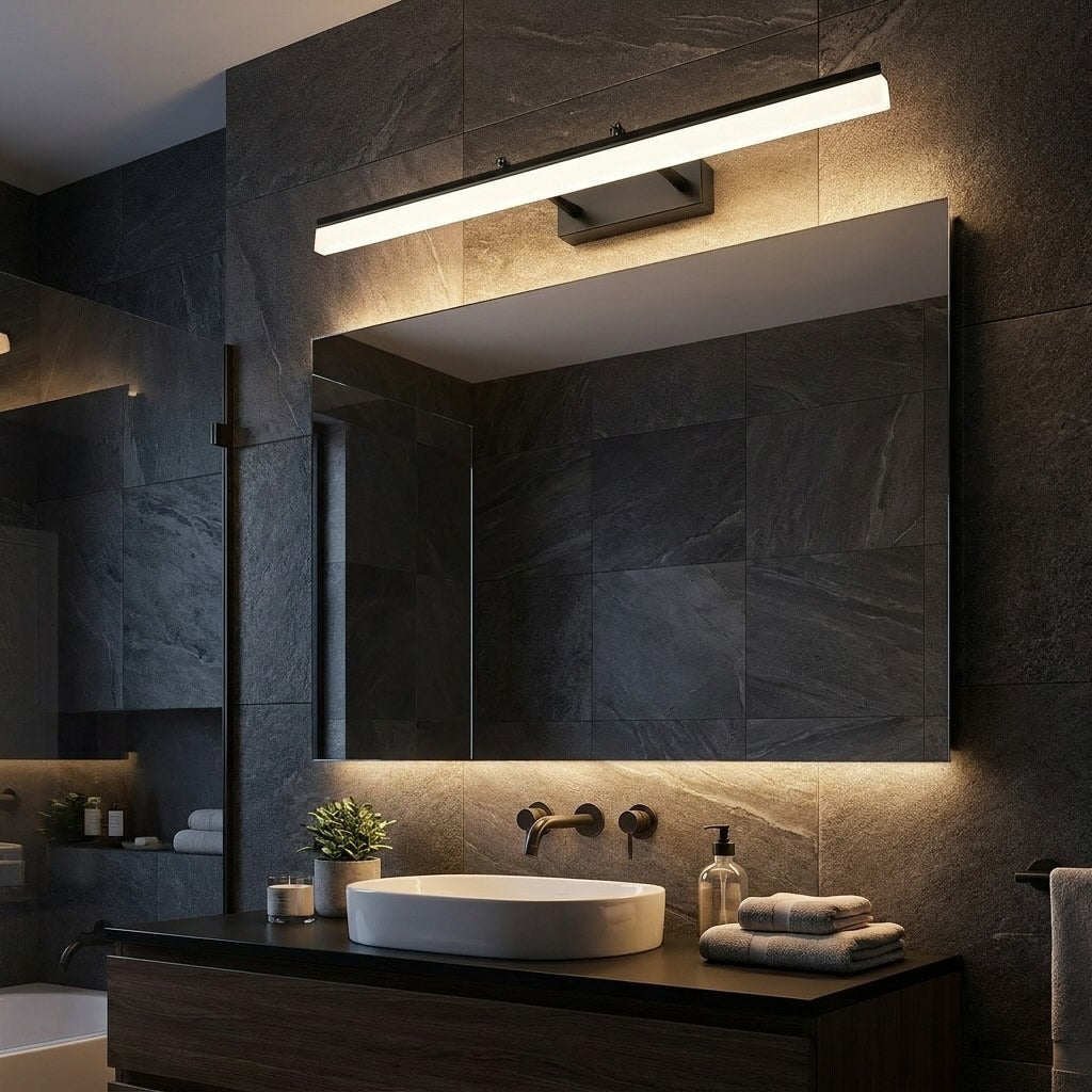 Gold Bathroom Vanity Light Bar Adjustable Stainless Steel 3-Colour Acrylic