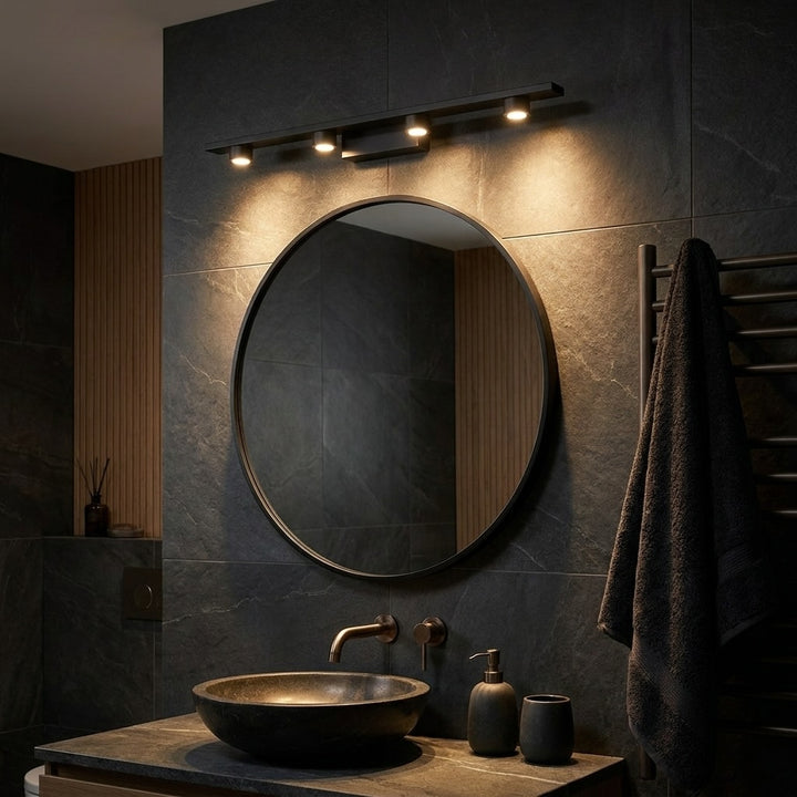 Modern Black Bathroom Vanity Light Bar Wall Mounted LED Glass 3000K Warm Light