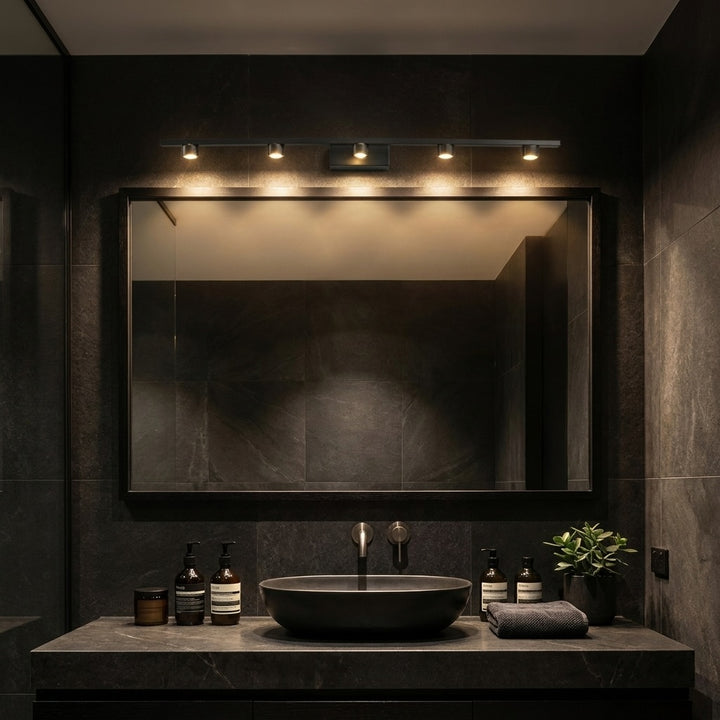Modern Black Bathroom Vanity Light Bar Wall Mounted LED Glass 3000K Warm Light