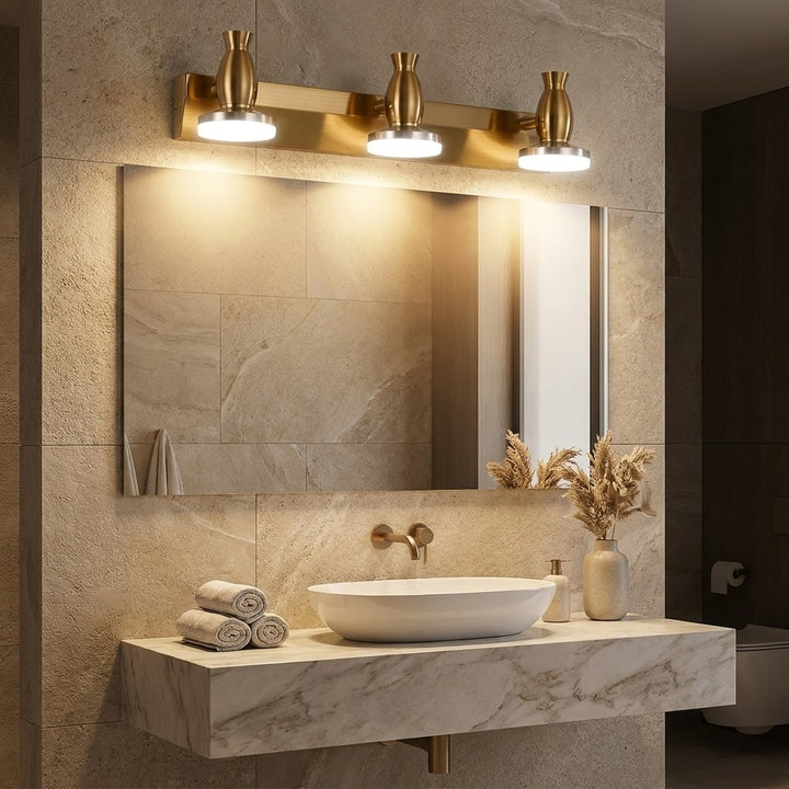 Modern Gold Bathroom Vanity Lights Wall Mounted Adjustable LED Fixture 3/4 Light