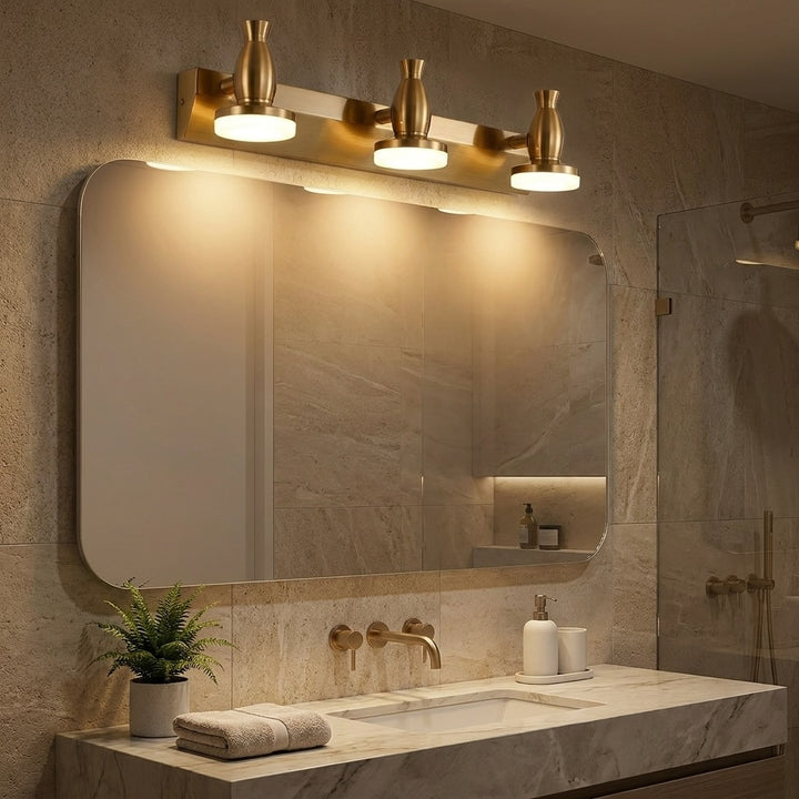 Modern Gold Bathroom Vanity Lights Wall Mounted Adjustable LED Fixture 3/4 Light