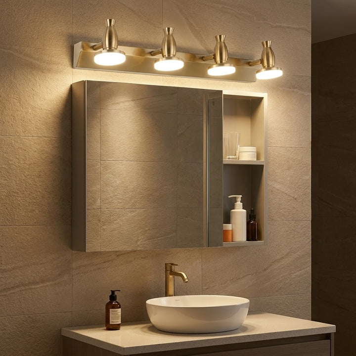 Modern Gold Bathroom Vanity Lights Wall Mounted Adjustable LED Fixture 3/4 Light