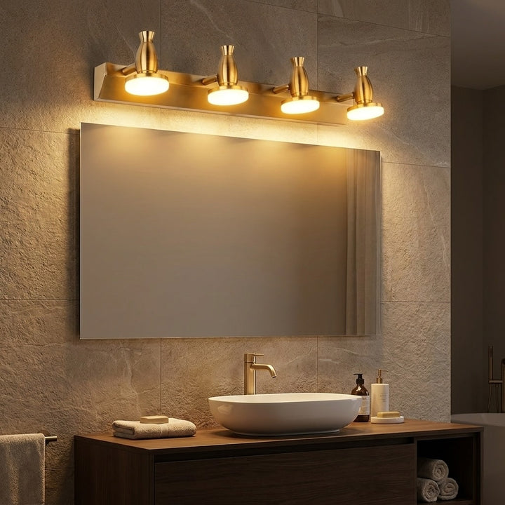 Modern Gold Bathroom Vanity Lights Wall Mounted Adjustable LED Fixture 3/4 Light