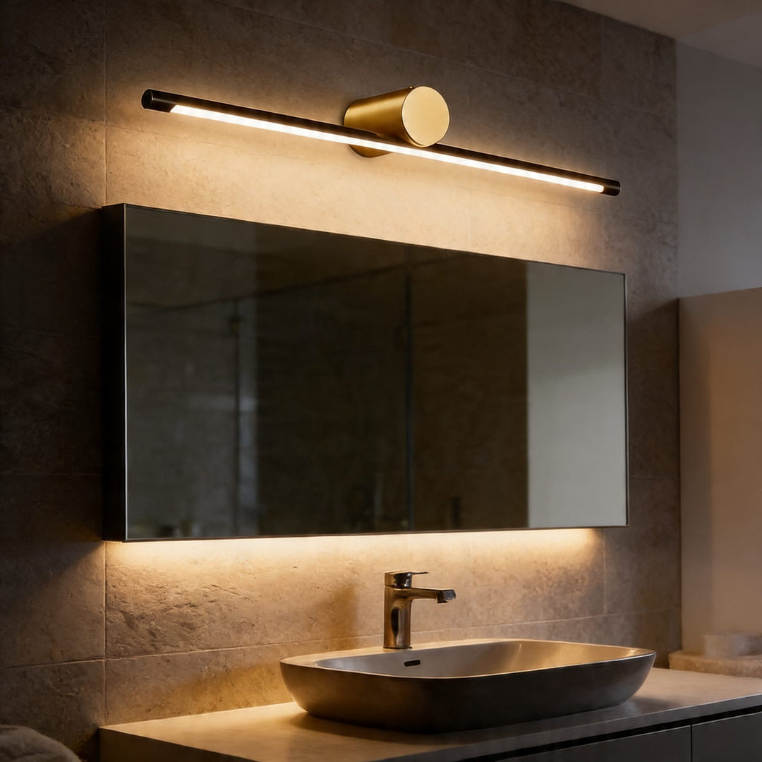 Modern Linear Bathroom Vanity Light Bar Wall Mounted Copper Acrylic LED Dimmable