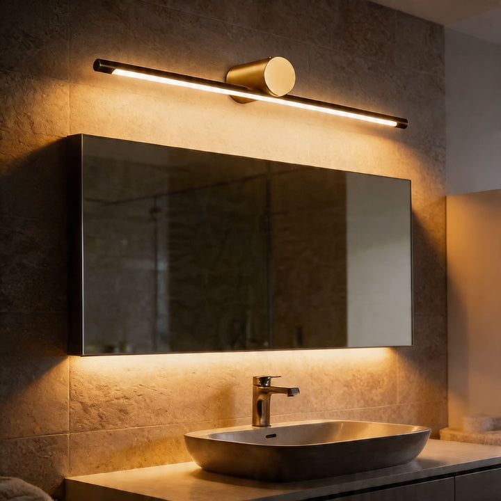 Modern Linear Bathroom Vanity Light Bar Wall Mounted Copper Acrylic LED Dimmable