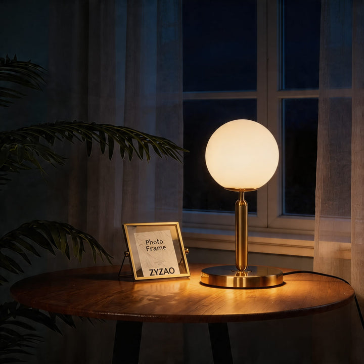 Nordic Modern Table Lamp LED Glass Ball Bedside Light E26 for Bedroom Decor