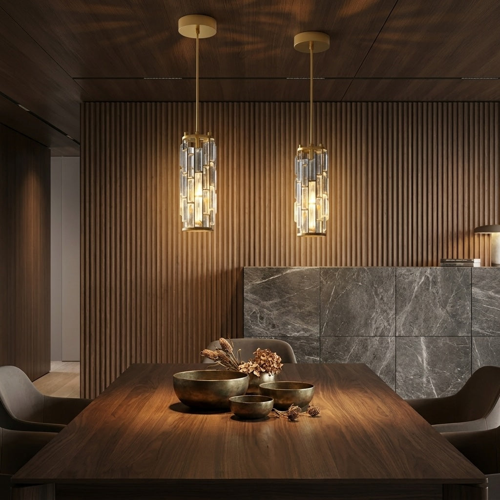 Industrial Crystal Glass Adjustable Mini Pendant Light
