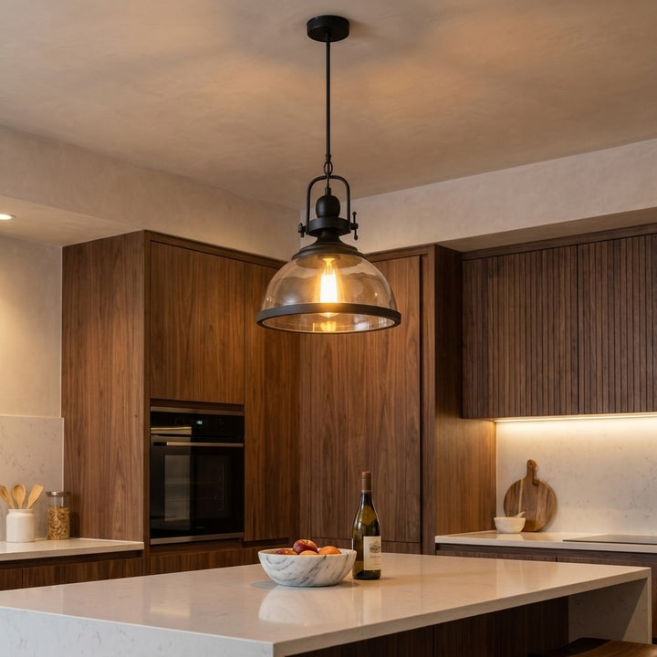 Industrial Crystal Glass Adjustable Mini Pendant Light