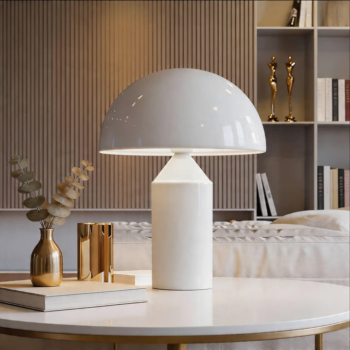 Modern Desk Lamp Adjustable Metal Base Mushroom Shade LED Light for Bedroom or Bedside Use