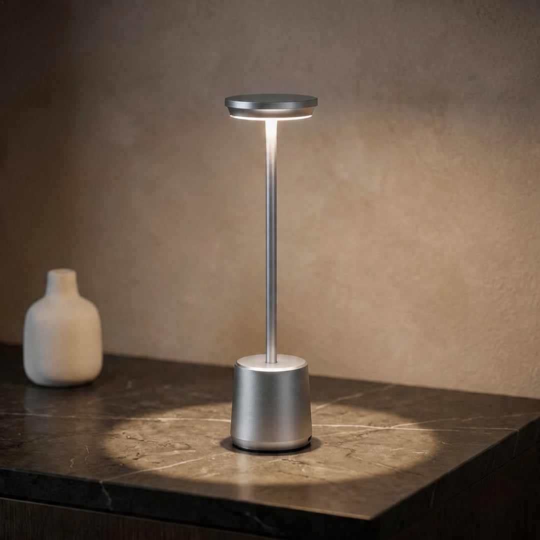 Modern LED Table Lamp Cordless Metal Design Adjustable Color Temperature USB Rechargeable