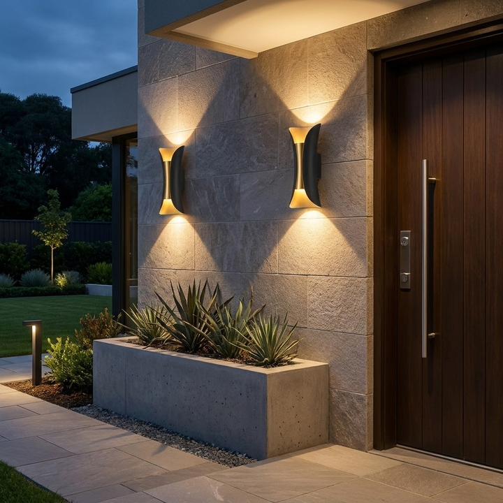 Modern Up Down Wall Light Aluminum Glass Shade LED Motion Sensor Waterproof Outdoor Wall Sconce