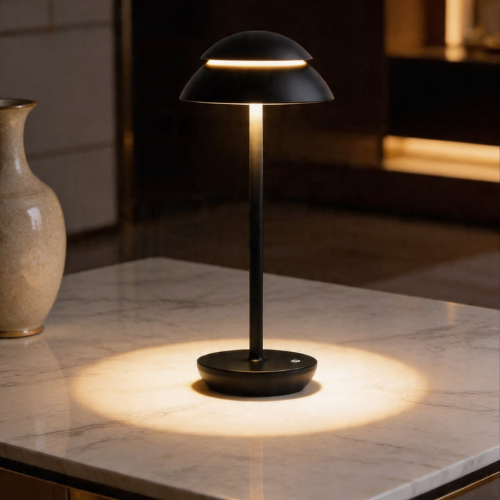 Modern Mushroom Table Lamp Cordless Metal Adjustable LED Touch Control with 3 Color Temperatures