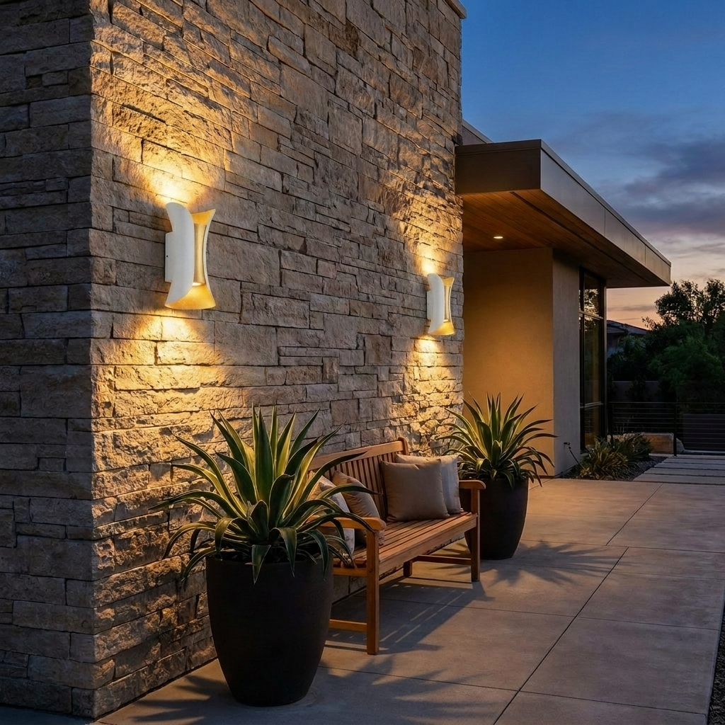 Modern Up Down Wall Light Aluminum Glass Shade LED Motion Sensor Waterproof Outdoor Wall Sconce