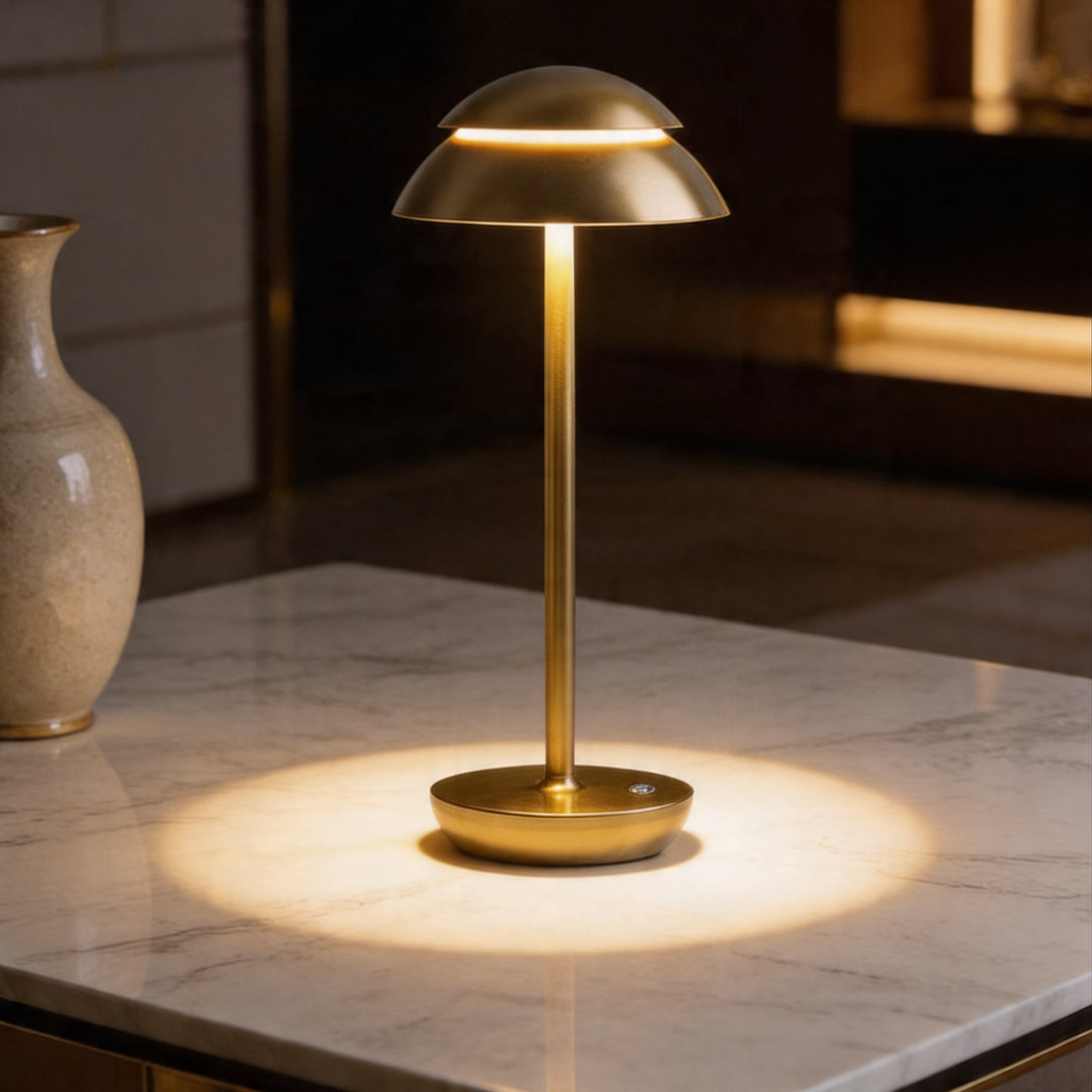 Modern Mushroom Table Lamp Cordless Metal Adjustable LED Touch Control with 3 Color Temperatures