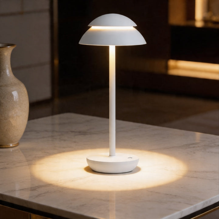 Modern Mushroom Table Lamp Cordless Metal Adjustable LED Touch Control with 3 Color Temperatures