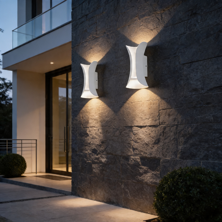 Modern Up Down Wall Light Aluminum Glass Shade LED Motion Sensor Waterproof Outdoor Wall Sconce