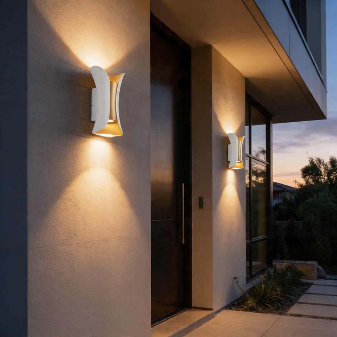 Modern Up Down Wall Light Aluminum Glass Shade LED Motion Sensor Waterproof Outdoor Wall Sconce