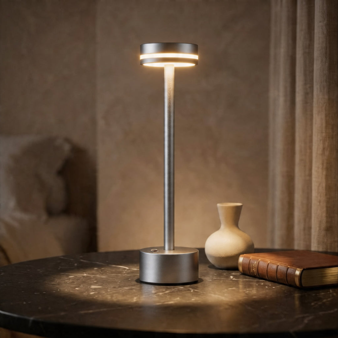 Modern Portable Table Lamp Cordless Aluminum LED Dimmable Touch Control USB Rechargeable