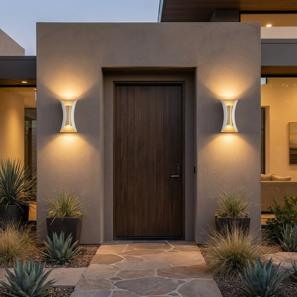 Modern Up Down Wall Light Aluminum Glass Shade LED Motion Sensor Waterproof Outdoor Wall Sconce