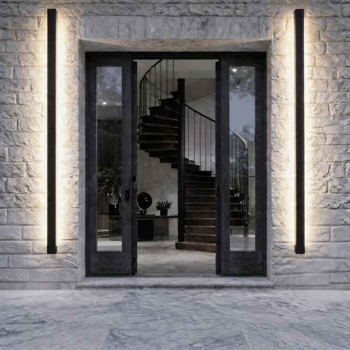 Black Modern Outdoor Wall Light Linear Design Wall Mounted Iron LED Dimmable Waterproof for Porch