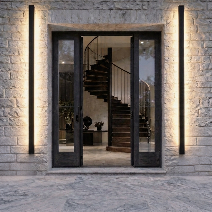 Black Modern Outdoor Wall Light Linear Design Wall Mounted Iron LED Dimmable Waterproof for Porch