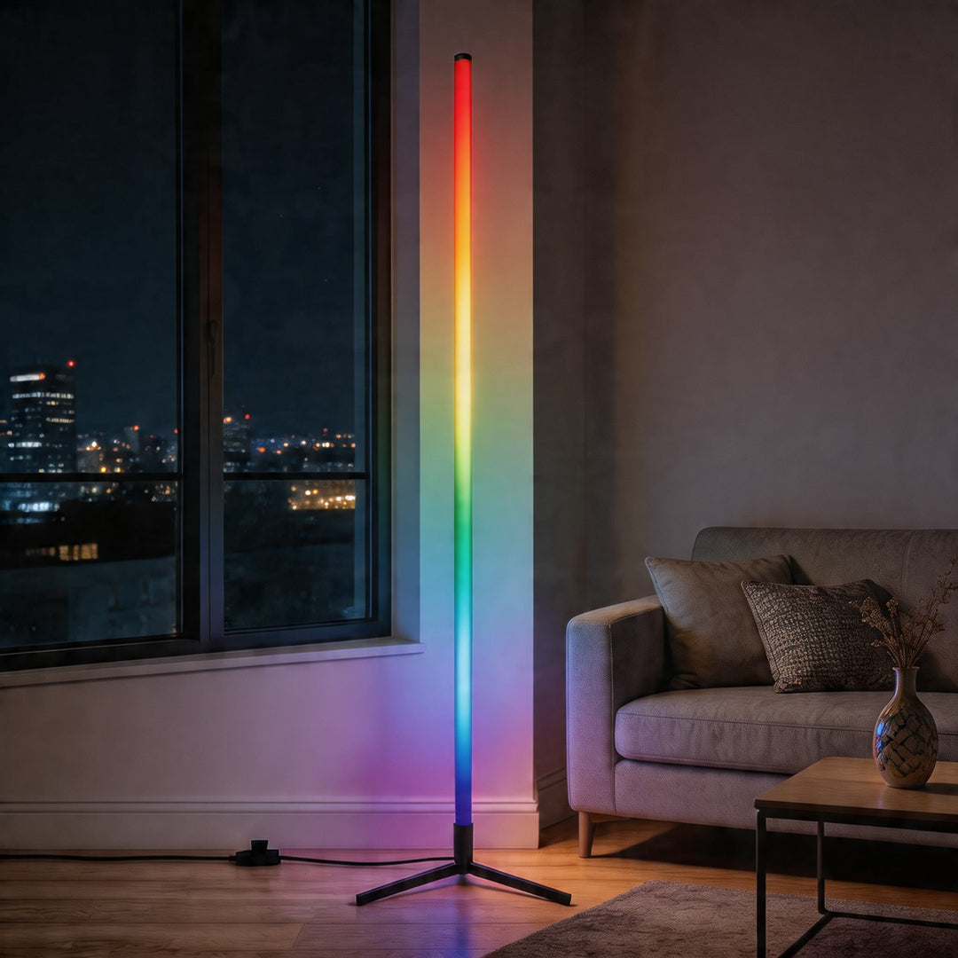 Modern Multicolor Floor Lamp Adjustable Metal LED Smart Control with 16 Million Colors for Ambient Lighting