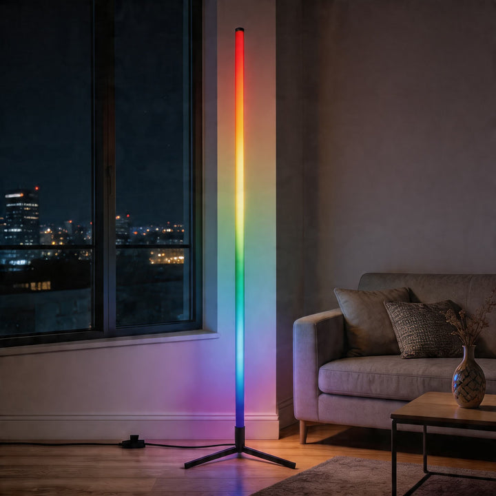 Modern Multicolor Floor Lamp Adjustable Metal LED Smart Control with 16 Million Colors for Ambient Lighting