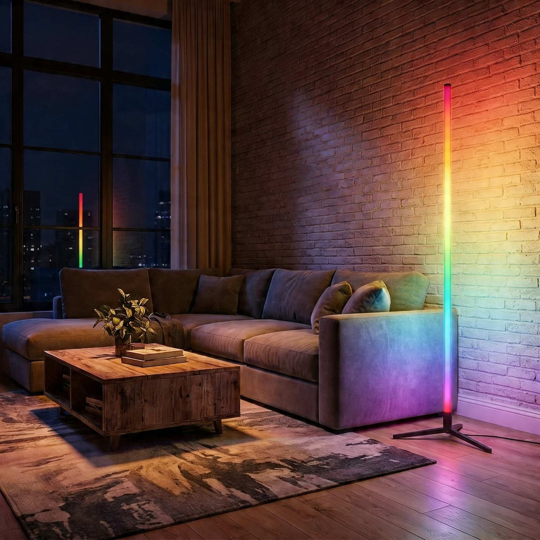 Modern Multicolor Floor Lamp Adjustable Metal LED Smart Control with 16 Million Colors for Ambient Lighting