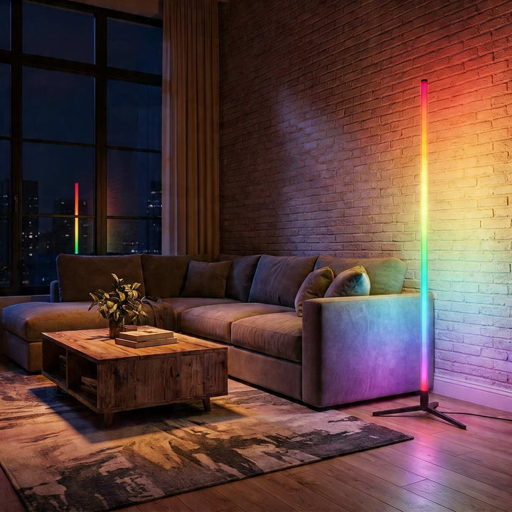 Modern Multicolor Floor Lamp Adjustable Metal LED Smart Control with 16 Million Colors for Ambient Lighting