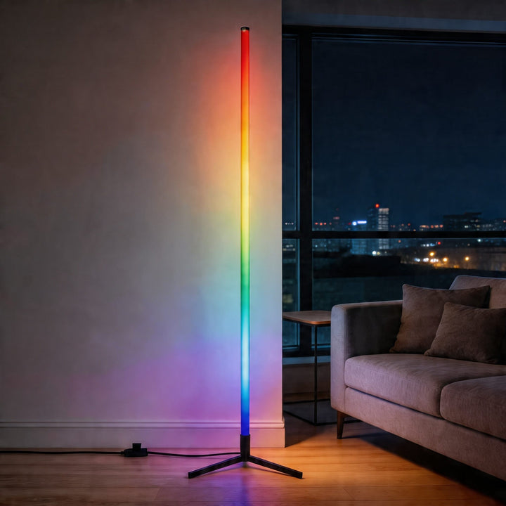 Modern Multicolor Floor Lamp Adjustable Metal LED Smart Control with 16 Million Colors for Ambient Lighting