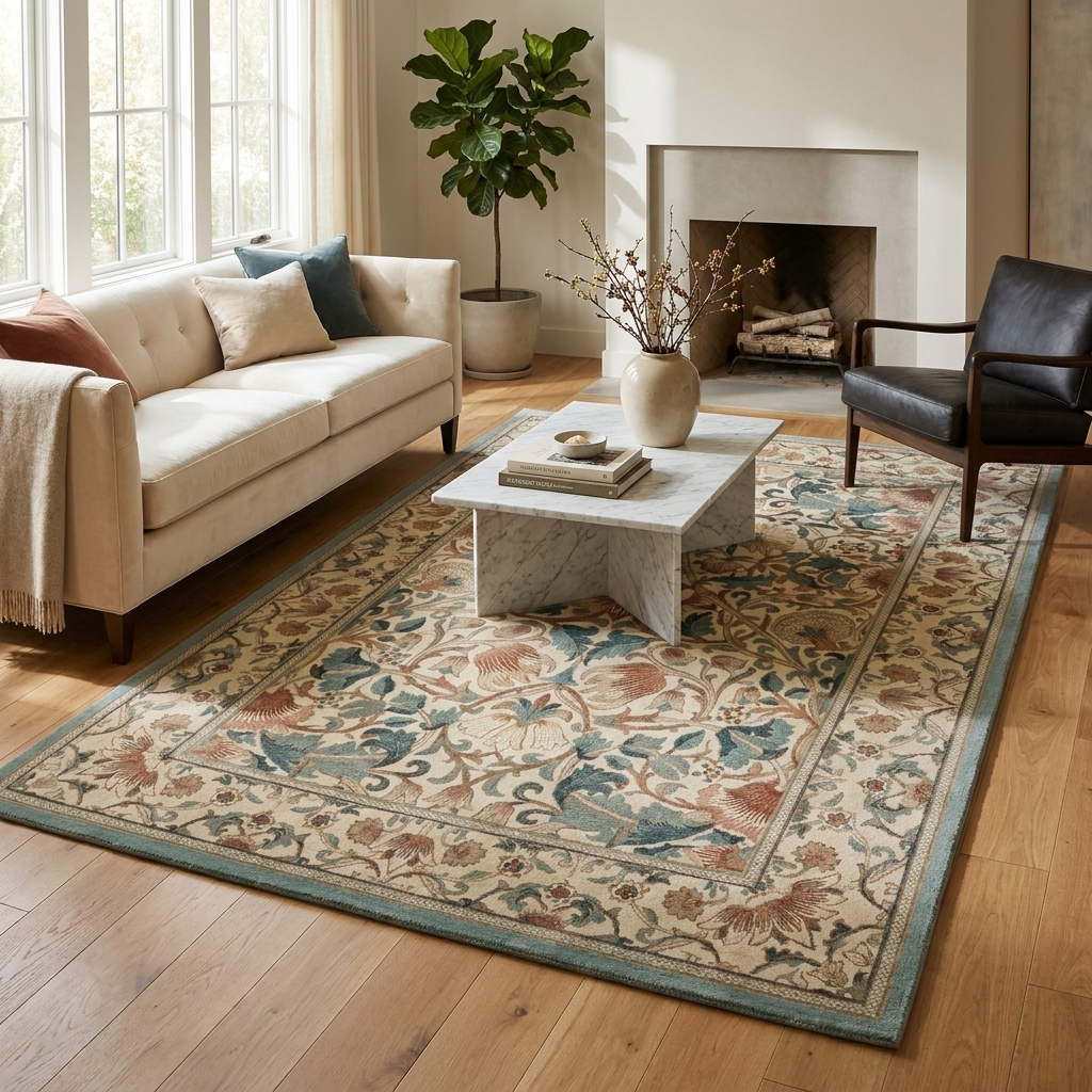 Modern Floral Washable Area Rug Non-Slip Soft Flannel for Living Room Bedroom Home Decor